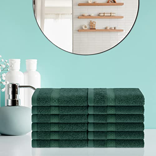 Bluenilemills Cotton-Blend Towel Collection, Rayon From Bamboo And Cotton Face Towels For Shower And Bathroom, 12-Piece Face Towel Set, 13" X 13", Solid, Hunter Green By Blue Nile Mills #TOP1
