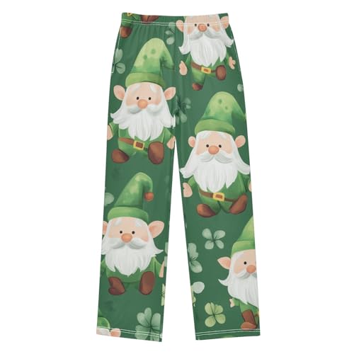 Gnome Lucky Clovers Boys Long Pants Soft Trousers Elastic Waist Kids Lounge Bottoms with Pockets S-XL