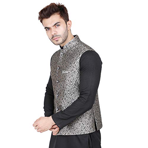 Image of Badoliya & Sons Men's Brocade Zari Nehru Jacket /Waist Coat