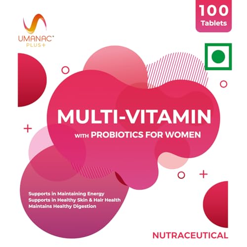 Image of Umanac Plus Women's Multivitamin | 100 Tablets | With Ginseng, Probiotics, Amla, Turmeric, Aloe Vera & Biotin | Daily Multivitamin for Energy, Immunity, Skin & Hair