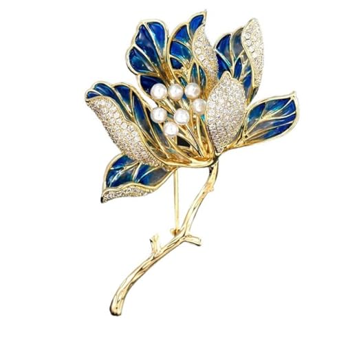 Broche à fleurs incrustée de zircone LNNSHX pour veste et écharpe chic