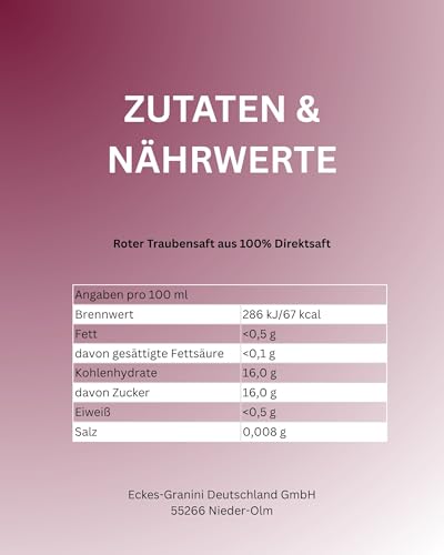 Eckes Roter Traubensaft - 100% Direktsaft, 6er Pack (6 x 750 ml)