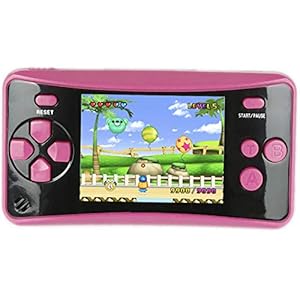 HigoKids-Handheld-Game-for-Kids-Portable-Retro-Video-Game-Player-Built-in-182-Classic-Games-25-inches-LCD-Screen-Family-Recreation-Arcade-Gaming-System-Birthday-Present-for-Children-Rose-red