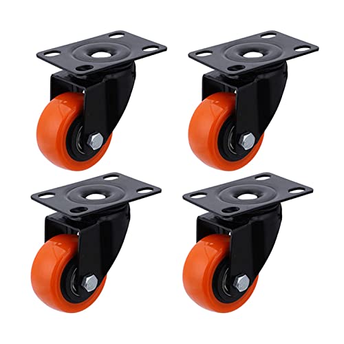 Roulettes pivotantes de 2 pouces robustes charge 300KG en polyuréthane orange pour chariot de meuble