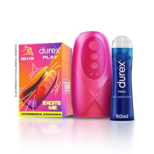 Durex Masturbatore Uomo, Sex Toy Morbido e Waterproof, Facile da Pulire, 3 Modalità Effetto Bocca, 7 Modalità di Vibrazione + Durex Gel Feel Lubrificante Intimo a Base d’Acqua, 50 ml