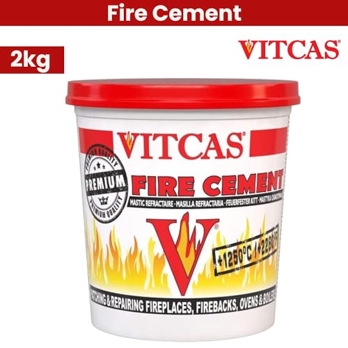 Vitcas 2kg Premium Fire Cement – Fire Bricks – Excellent Adhesion – Fireproof – Patching and Repairing – Easy to use