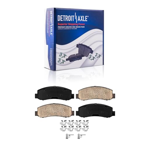 Image of Detroit Axle - Brake Kit for 4WD 2008-2012 Ford F-250 Super Duty Drilled & | Slotted Brake Rotors 2008 2009 2010 2011 2012 Ceramic Brakes Pads Front and Rear Replacement Not Fit Models with Harley PKG
