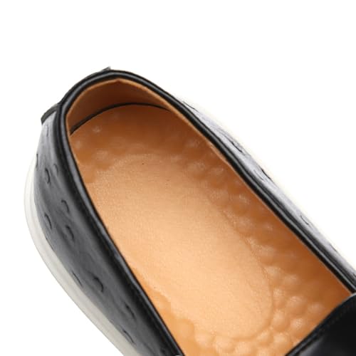 Men's Loafers Moccasins Shoes, Slip On Leather Shoes Business Casual Low Top Round Toe Driving Walking Shoes Comfortable Breathable Mens Shoes, 45 EU,Black3