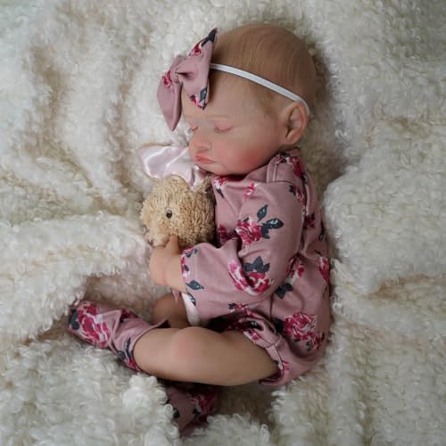 Bebê Reborn Boneca Silicone Realista Menina Original Pintado 48cm (Menina Dormindo 1)