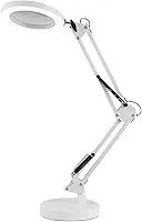 Lupa Luminária de Mesa Articulável LED USB com Garra 2 em 1: Dimmer, 3 Cores, Conforto Visual e Fixação Segura