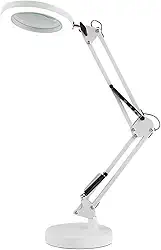 Lupa Luminária de Mesa Articulável LED USB com Garra 2 em 1: Dimmer, 3 Cores, Conforto Visual e Fixação Segura