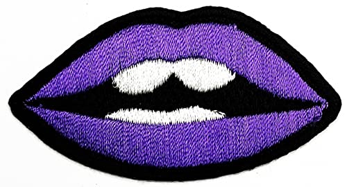 Purple Lips Patches Embroidered Appliques Symbol Badge Clothes Jeans T-Shirt Hat Backpacks for Men Women Boys Girls