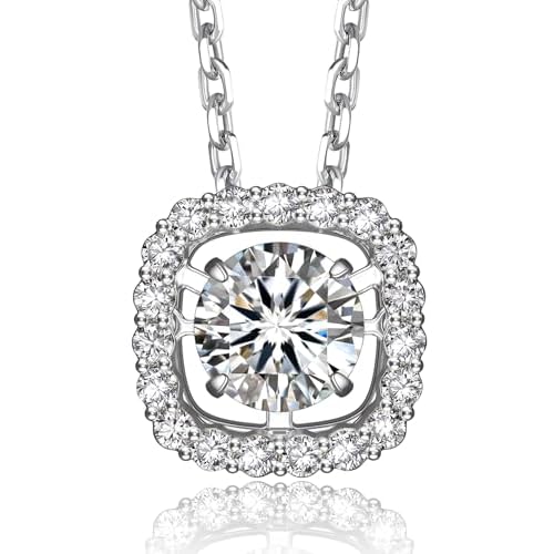 MomentWish Floating Necklace for Women, 0.5/1 Carat Dancing Moissanite Necklace for Her 925 Sterling Silver Pendant Anniversary Birthday Christmas Gift for Wife Mom Girlfriend 0.5ct | 5mm 04