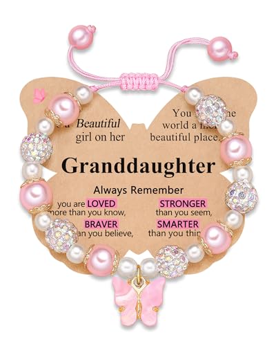 PINKDODO Granddaughter Gifts from Grandma Kids Jewelry for Girls Bracelet 8 12 6 7 9 10 Year Old Birthday Christmas Gifts for Girls Stocking Stuffers Kids