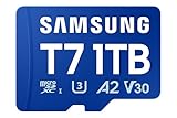 Samsung T7 Carte microSD, 1 to, Carte mémoire pour Jeux Mobiles sur Smartphones, tablettes et Consoles Portables, UHS I U3, Full HD & 4K UHD, 170 Mo/s en Lecture, MB MB1T0T/WW