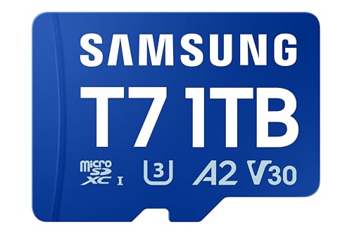 Samsung T7 microSD-Karte, 1 TB, Speicherkarte für Mobile Games auf Smartphones, Tablets und Handheld-Konsolen, UHS-I U3, Full HD & 4K UHD, 170 MB/s Lesen, MB-MB1T0T/WW