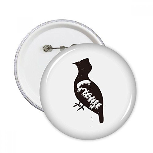 Tétras noir et blanc pins animaux badges ronds XXL boutons décoration vêtements lot de 5