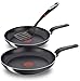 Tefal 3-częściowy zestaw patelni aluminiowych, patelnia o średnicy 24 cm + 28 cm + łopatka patelni Tefal z powłoką nieprzywierającą, patelnie z wbudowanym wskaźnikiem temperatury, ergonomiczny uchwyt z tworzywa sztucznego, bardzo głęboki kształt