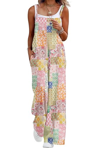 Lepunuo Jumpsuits for Women Casual Rompers for Women Summer Boho Plus Size Rompers Loose Fit Grils Baggy Overalls Fashion