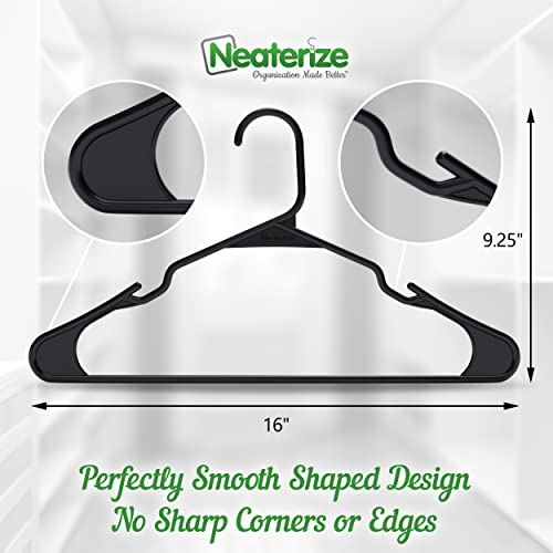 Neaterize Plastic Clothes Hangers-Durable Coat And Clothes Hangers-Vibrant Color Hangers-Lightweight Space Saving Laundry Hangers-20, 40, 60 Available (20 Pack - Black) #TOP1