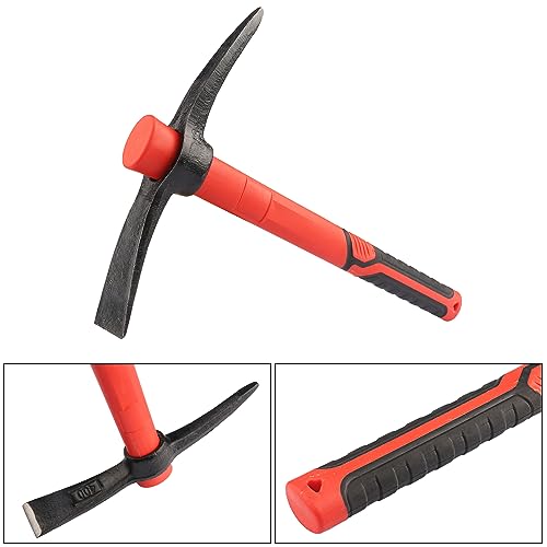 GENHAKON 3 PCS 15 Inch Pick Mattock Hoe, Forged Weeding Garden Pick Axe with Fiberglass Handle, Pick Mattock Hoe for Loosening Soil, Gardening, Camping