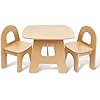 Amazon.com: wooshwa Wooden Toddler Table and 2 Chairs Set, Kids Table ...