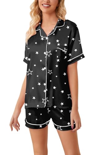 Image of Girls & Womens Satin Pajamas Set, Silk Button-Down Sleepwear 2 Piece Nightwear, 3 Years - Women XXL