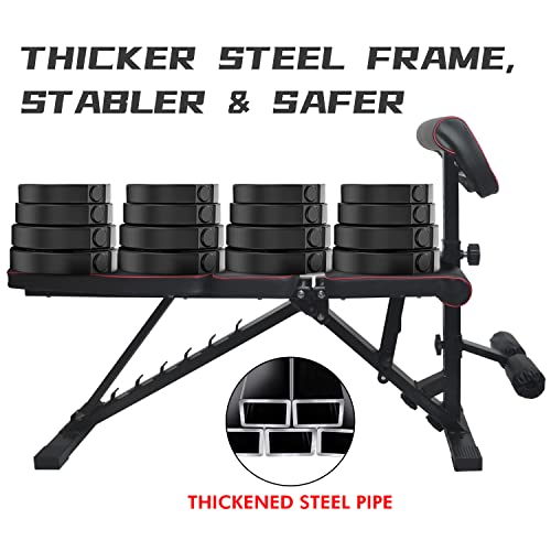 Papepipo Adjustable Weight Bench For Home - Foldable Workout Bench With Preacher Curl Pad, Flat/Incline/Decline Exercise Bench, For Full Body Strength Training #TOP2
