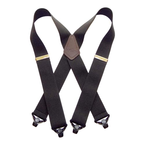 Holdup Ski-Ups BLack 2 Suspenders Suspenders for Men with USA Patented Black Composite Plastic Gripper Clasps