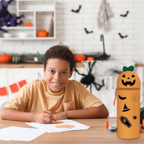 HTGWCG 2-in-1 Weiche Silikontasche - Kawaii Federmäppchen - mäppchen, Stand Up Federmäppchen, Tier Stifthalter, Stifthalter Bleistifttasche Mädchen Junge Halloween Christmas (D)