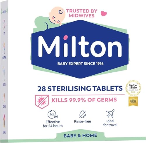 CRYSTAL25 Milton Sterilising Tablets - 28 Tablets for Cleaning Baby Bottles Breastfeeding Accessories & Equipment - Rinse-Free Travel-Friendly Household Hygiene Solution - for Home or On The Go Use