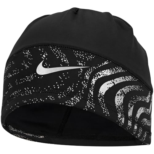 Bonnet Nike Dri-Fit Terra noir et argent réfléchissant en taille unique pour homme et femme