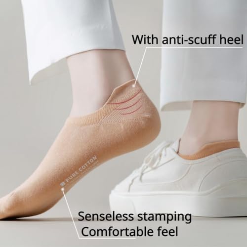 Image of Ankle Socks for Women Pure Cotton No Show Socks Womens with Heel Tab Color Low Cut Soft 5 Pairs 4-8