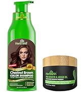 Herbishh Hair Color Shampoo 500ml + Argan Hair Mask (Chestnut Brown, 650mL)