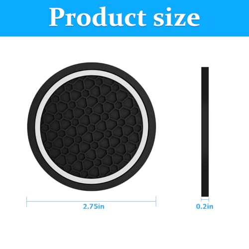Image of Mandark 2PCS Car Cup Holder Coasters, 2.75 Inch Non-Slip Insert Water Bottle Holder Pads, Dustproof Automotive Interior Accessories Mat, Universal for Vehicles, Trucks, RVs and More(Black /White)