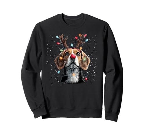 Niedlicher Beagle-Hund, Rentier, Weihnachten Sweatshirt