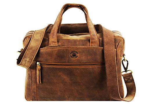 Frédéric Johns Sacoche homme cuir vintage - sacoche homme cuir véritable - porte document 2 soufflets - sac vintage - Sacoche haut de gamme (Marron 1)