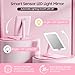 Benbilry Foldable Travel Makeup Mirror with Lights and 20X Magnification, Rechargeable Tabletop LED Vanity Mirror with Adjustable Stand, 3-Colored Dimmable Lighting, Portable Cosmetic Mirror, Pink