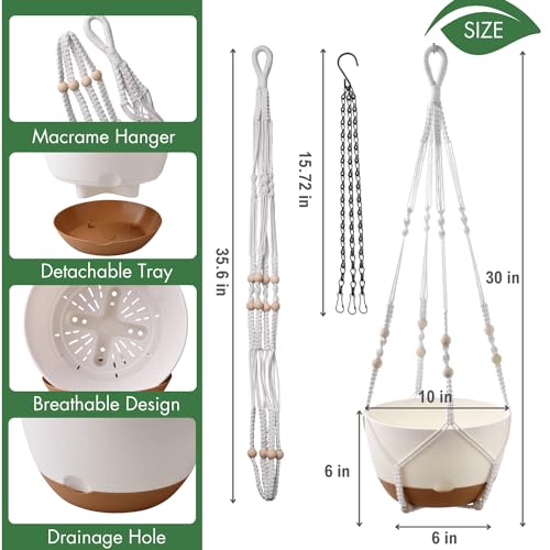 Timosuki 10 Inch Hanging Planters For Indoor Plants,Set Of 2 Hanging Pots For Plants With Self-Watering thumb #3