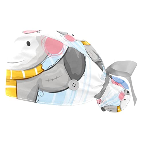 Chapeaux bouffants animal mignon 2PCS pour travail réglable