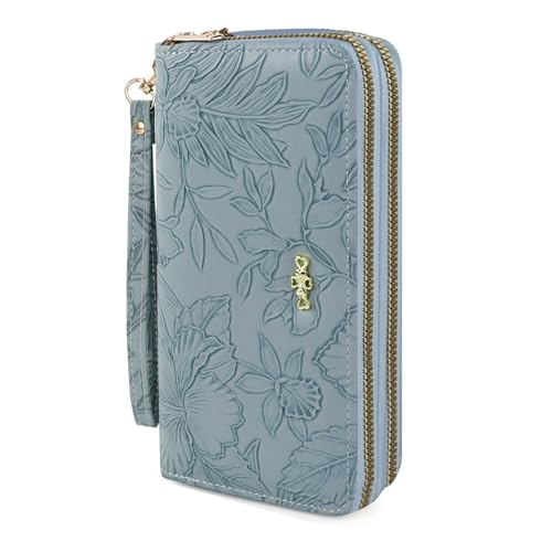 AdiStylinno Carteras de Mujer, Gran Capacidad Estampado Floral Monedero Largo para Mujer, Piel Sintética Tarjetero Monedero con Bolsillo con Cremallera Ranuras para Tarjetas