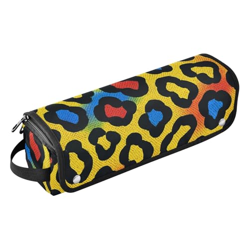 Bolsa de viaje para herramientas de cabello con tapete aislante removible resistente al calor, doble capa, estampado de leopardo sin costuras miniatura 1