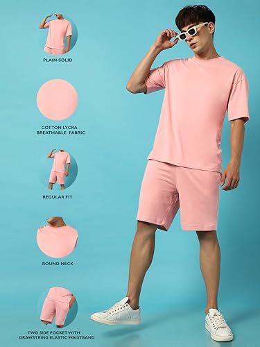 Image of Zombom Combo of Men's Night Suit | Men's Co-ord Set | Lounge-wear Nightdress Pajama Set | Summer Night Wear | Solid Plain Casual Pajama Shorts Set | Beach Wear Pack of 2