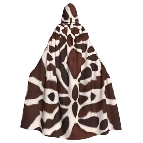 WHJSHOP Capa de piel de vacuno roja y marrón con capucha para Halloween, disfraces de juegos de rol y fiestas temáticas
