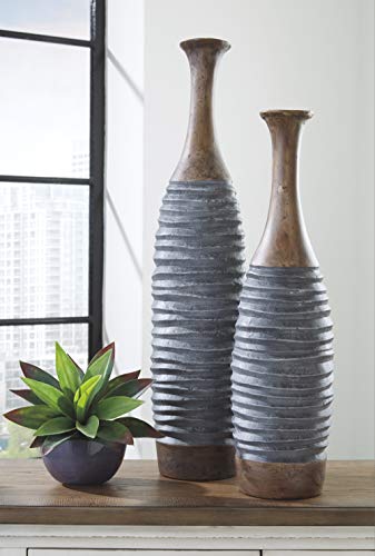Signature Design By Ashley Blayze 2 Piece Decorative Vase Set, Antique Gray & Brown #TOP1