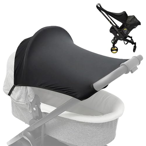 JSTHHTT Pare-soleil Universel pour Poussette, Pare Soleil Poussette Universelle Anti-UV Protection UPF +50, Housse élastique, Auvent Canopy, Respirant, Noir
