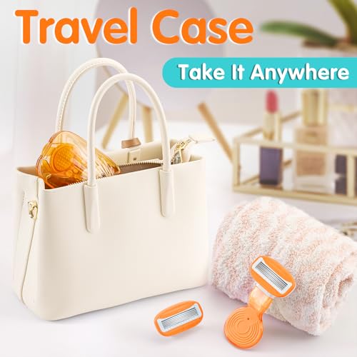 Image of DreamGenius Travel Razors for Women Include 1 Handle 2 Cartridges, Orange