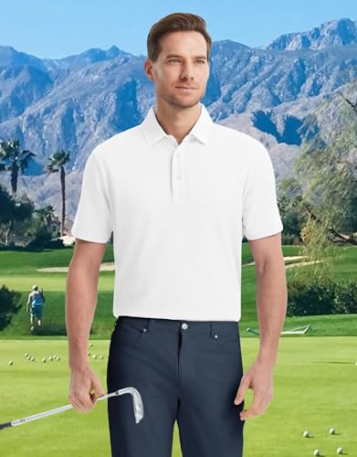 M MAELREG Golf Shirts for Men Pique Solid Performance Moisture Wicking Lightweight Collared Mens Polo Shirts Short Sleeve2