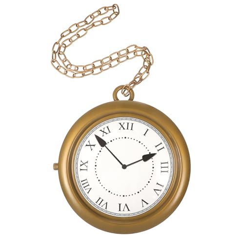 MUCKLILY Collier Horloge En or Vintage, Accessoire Costume Cosplay Halloween, Matériau Métallique Solide, Femme Et Fille, Décoration Fête Et Soirée, Taille Grosse...