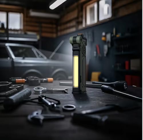 Premium All-in-One Solar Emergency Light – Rechargeable LED Work Light with Siren Alarm, Magnetic Base, Foldable Design & Essential Safety Features for Hurricanes, Power Outages & Emergencies